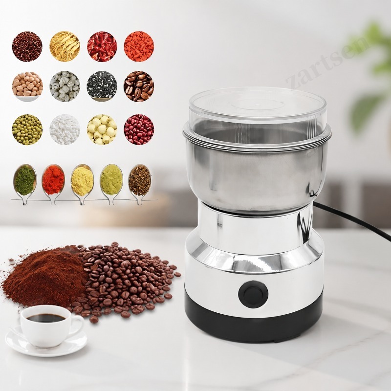 Coffee Bean Grinder Electric - Penggiling Biji-bijian Multifungsi 4 Mata Pisau,