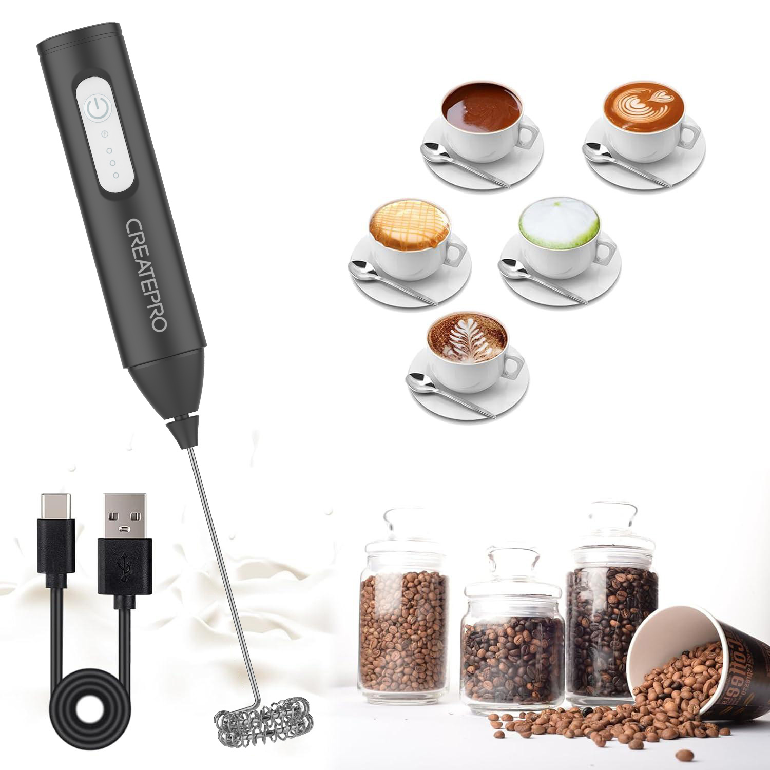 Pengaduk Susu Isi Ulang Otomat - Electric Milk Frother Handheld ulasan dan harga