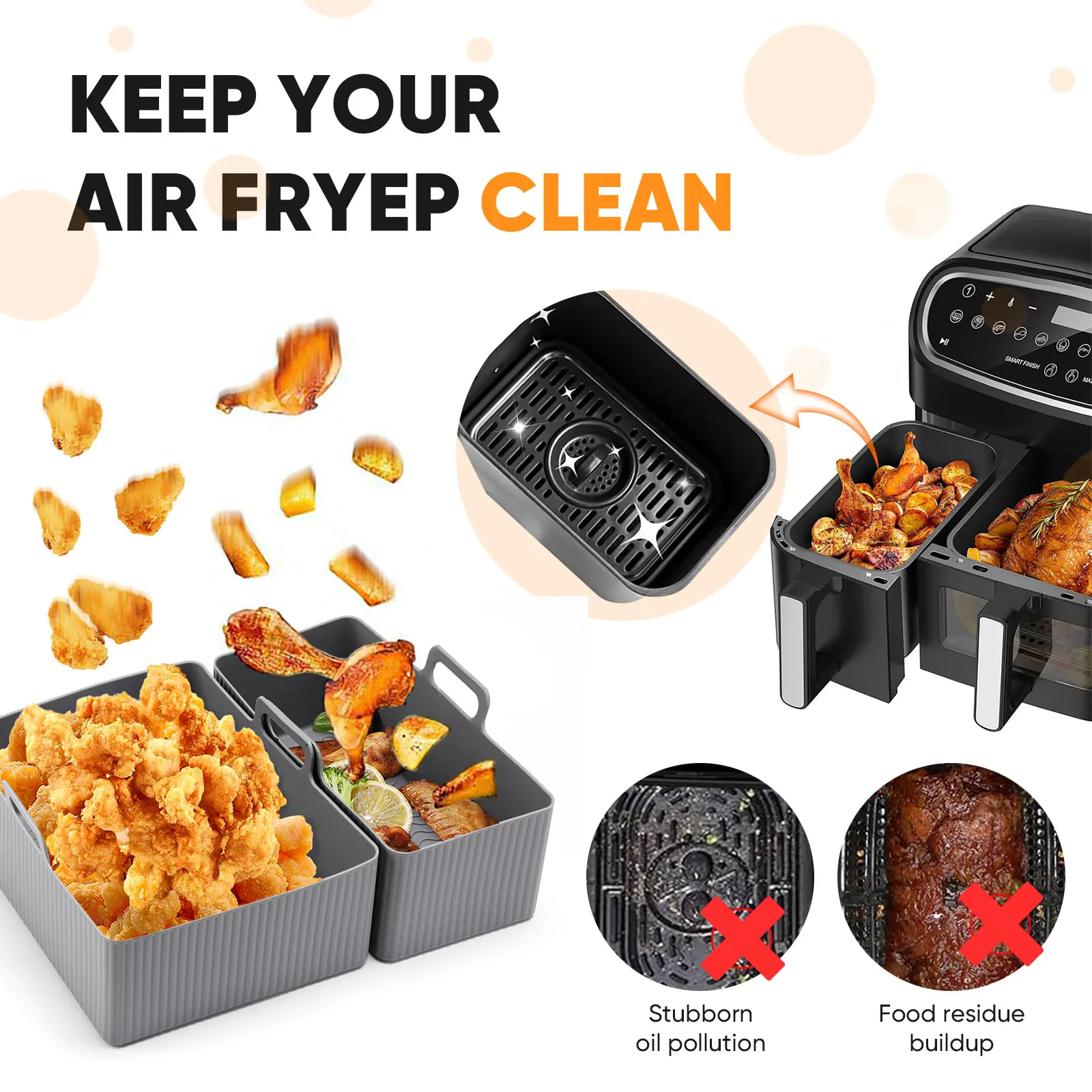 2pcs Set Alas Silikon untuk Ai - Air Fryer Silicone Pot Liner ulasan dan harga